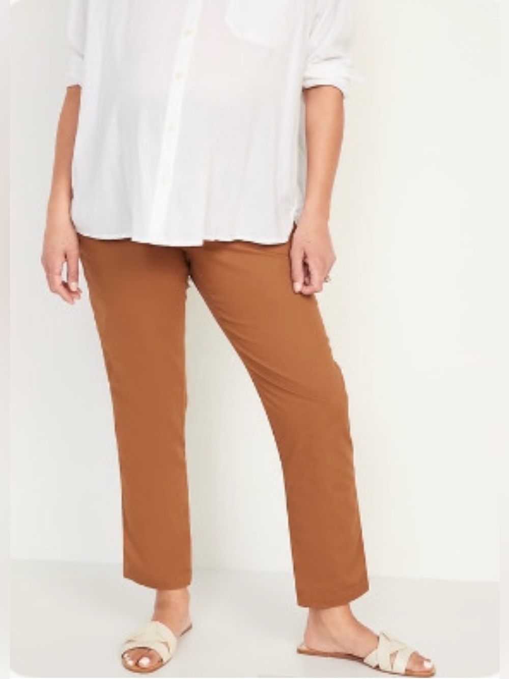 Old Navy Maternity Rollover-Waist OGC Camel Chino Pants Plus Size XXL